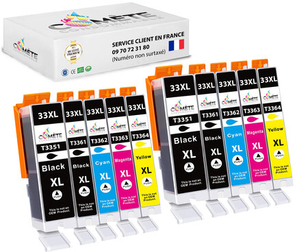 10 cartouche d'encre compatibles avec epson 33xl noir b2pbk2c2m2y2