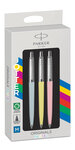 PARKER Jotter Originals Pastel Trio, Stylos bille Bleu, Rose et Jaune pastel, recharge bleue pointe moyenne