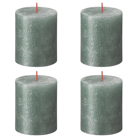 Bolsius Bougies pilier rustiques Shimmer 4 Pièces 80x68 mm Bleu oxyde