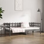 vidaXL Lit de jour Gris 80x200 cm Bois de pin massif
