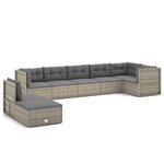 vidaXL Salon de jardin 8 Pièces avec coussins Gris Résine tressée
