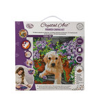 CRYSTAL ART Kit tableau broderie diamant 30x30cm Chien et fleurs