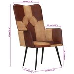 vidaXL Chaise à oreilles Marron Cuir véritable