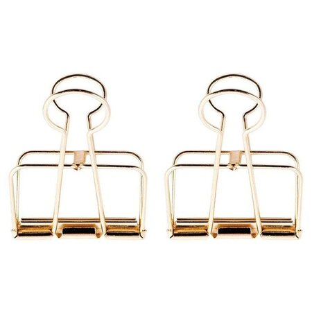12 pinces double-clip dorées 19 mm