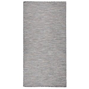 vidaXL Tapis à tissage plat d'extérieur 100x200 cm Marron et bleu