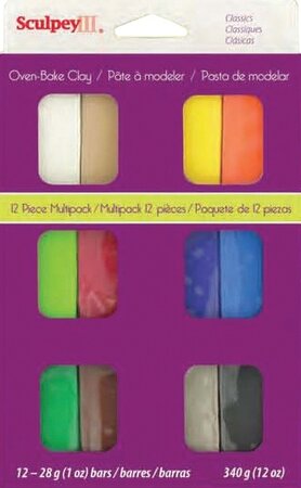 Pâte Sculpey III Classique Assortiment 12 couleurs - Sculpey