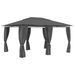 vidaXL Tonnelle de jardin avec rideaux 4 x 3 m Anthracite