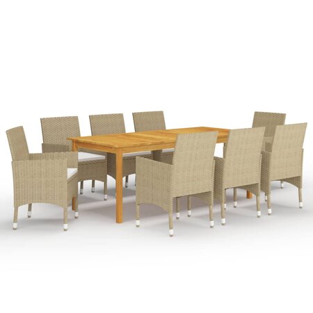 vidaXL Ensemble de salle à manger de jardin 9 Pièces Beige