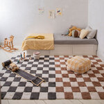 Tapis damier café et beige 120 x 160 cm