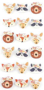 18 Mini Stickers Animaux 3D 20mm