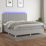 vidaXL Sommier tapissier matelas et LED Gris clair 200x200 cm Tissu