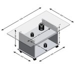 Fmd table basse avec roulettes gris béton et blanc