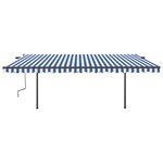 vidaXL Auvent automatique capteur de vent et LED 5x3 m Bleu et blanc