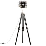 vidaXL Lampadaire à trépied Noir Bois de manguier massif 171 cm