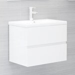 vidaXL Armoire d'évier avec lavabo intégré Blanc brillant Aggloméré