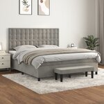 vidaXL Lit à sommier tapissier et matelas Gris clair 180x200cm Velours