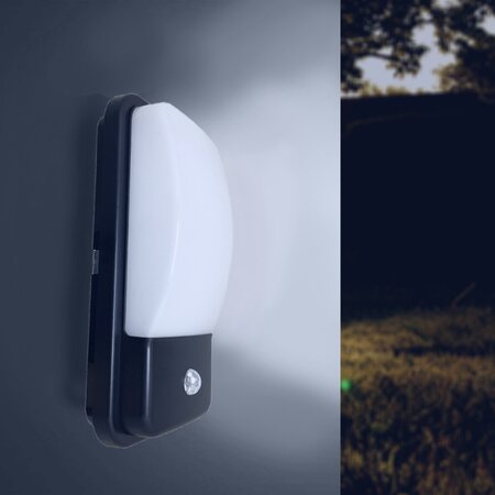 Applique murale noire extérieure led ip65 20w avec détecteur de mouvement - blanc froid 6000k - 8000k - silamp