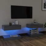 vidaXL Meubles TV avec lumières LED 2 Pièces gris brillant 60x35 cm