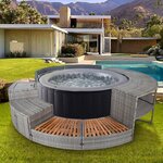 Étagère double pour spa 4 places  gris polyrotin