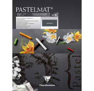 Bloc pastelmat n°6 18x24 12f anthracite 360g clairefontaine