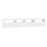 vidaXL Meuble TV avec lumières LED Blanc brillant 210x35x40 cm