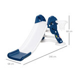 Toboggan enfant panier basket 2 à 6 ans usage intérieur extérieur dim. 146L x 68l x 68H cm balle + pompe incluses HDPE bleu blanc