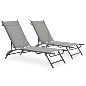 vidaXL Chaises longues 2 Pièces Textilène et acier