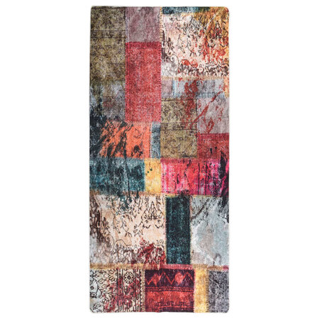 vidaXL Tapis lavable antidérapant Patchwork 80x300 cm Multicolore