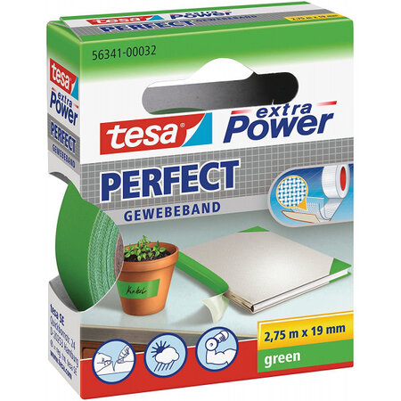 Ruban adhésif toilé réparation fixation tesa power effect 2 75m x 19mm vert