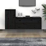 vidaXL Meubles TV 2 Pièces Noir Bois massif de pin