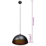 vidaXL Plafonniers 2 Pièces Hauteur réglable Semi-sphérique Noir