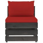 vidaXL Salon de jardin 9 Pièces avec coussins Bois imprégné de gris