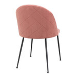 Chaise de salle à manger en velours rose avec pieds noirs