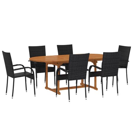 vidaXL Ensemble de salle à manger de jardin 7 Pièces Résine tressée Noir