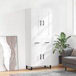 vidaXL Buffet haut Blanc brillant 69 5x34x180 cm Bois d'ingénierie