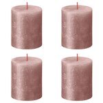 Bolsius Bougies pilier rustiques Shimmer 4 Pièces 80x68 mm Rose