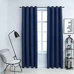 vidaXL Rideaux occultants avec anneaux en métal 2 Pièces Bleu 140x225 cm