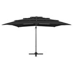 vidaXL Parasol à 4 niveaux avec mât en aluminium Noir 250x250 cm