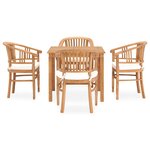 vidaXL Ensemble de salle à manger de jardin 5 Pièces avec coussins Teck