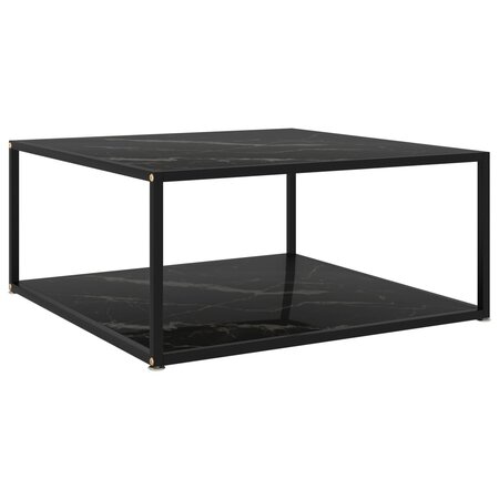 vidaXL Table basse Noir 80x80x35 cm Verre trempé