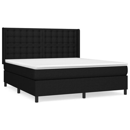vidaXL Lit à sommier tapissier avec matelas Noir 160x200 cm Tissu