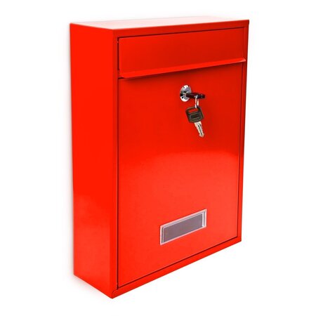 Boite aux lettres design contemporain murale rouge jardin extérieur