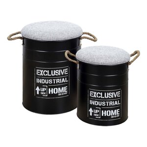 Pouf gigogne baril en métal dock (lot de 2)