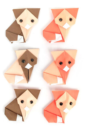 6 Stickers Origami Renard Effet 3D - 45