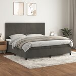vidaXL Lit à sommier tapissier et matelas Gris foncé 200x200cm Velours