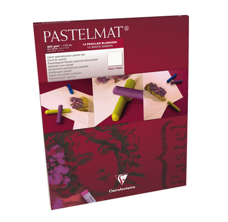Bloc pastelmat 12f 24x30 blanc 360g clairefontaine