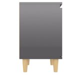 vidaXL Tables de chevet pieds en bois 2 Pièces Gris brillant 40x30x50 cm