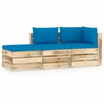 vidaXL Salon de jardin 3 Pièces avec coussins Bois imprégné de vert