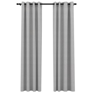 vidaXL Rideaux occultants Aspect lin avec œillets 2 Pièces Gris 140x245cm