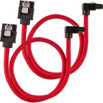 CORSAIR Câble gainé Premium SATA 6Gbps Rouge 30cm 90° - (CC-8900280)